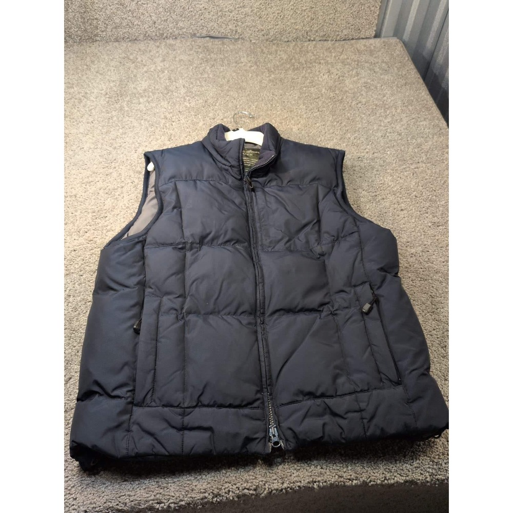 Eddie Bauer Mens M Navy Blue Goose Down Quilted Puffer Vest Full Zip 2877